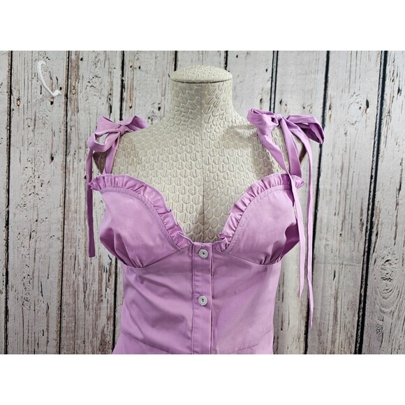 PLK Women's Large Le Rumi Lilac Button Down Sleeveless Summer Gusset Dress EUC - Picture 2 of 10